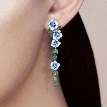 1 Cặp Hoa tai tinh xảo bằng đồng khảm nhỏ thời trang Châu Âu/Hàn Quốc với đá Zirconia màu ngọc lục bảo, lý tưởng cho lễ hội, tiệc tùng, thường ngày và đeo hàng ngày, hàng hot tại xưởng - Nhiều màu - Xem 9