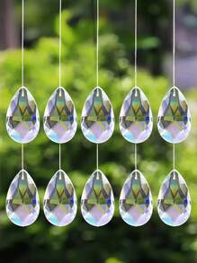 5/10/15/20pcs Glass Crystal Tear Drop Prism -28mm Transparent Carving Beads, Angel Tear Crystal Pendant And DIY Jewelry Making, Branch Pendant Light Parts, Wreath Curtain Strips, Shining Sun Catcher, Used For Indoor And Outdoor, Room, Kitchen, Garden, Courtyard, Birthday, Christmas, Festival Decoration, Wedding Party Hanging Decoration - Multicolor - View 2
