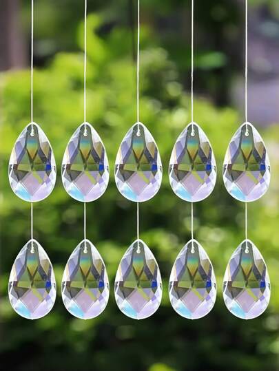 5/10/15/20pcs Glass Crystal Tear Drop Prism -28mm Transparent Carving Beads, Angel Tear Crystal Pendant And DIY Jewelry Making, Branch Pendant Light Parts, Wreath Curtain Strips, Shining Sun Catcher, Used For Indoor And Outdoor, Room, Kitchen, Garden, Courtyard, Birthday, Christmas, Festival Decoration, Wedding Party Hanging Decoration