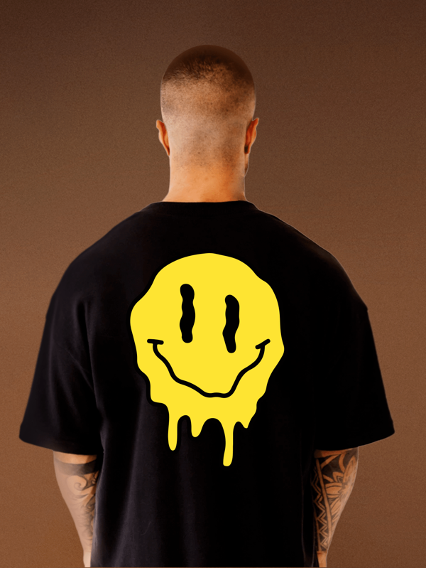 Camiseta Oversized Masculina Smile Derretido Gola 2x1 Ribana