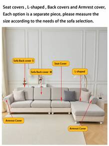 1pc Premium Chenille Solid Color Sofa Seat Cover, Style Slip Resistant Elastic Sofa Slipcover, Anti-Scratch Pet Proof Couch Cover Suitable For L-Shaped Sofa And 1/2/3/4 Seat Sofa (One Piece) - Light Grey - View 11