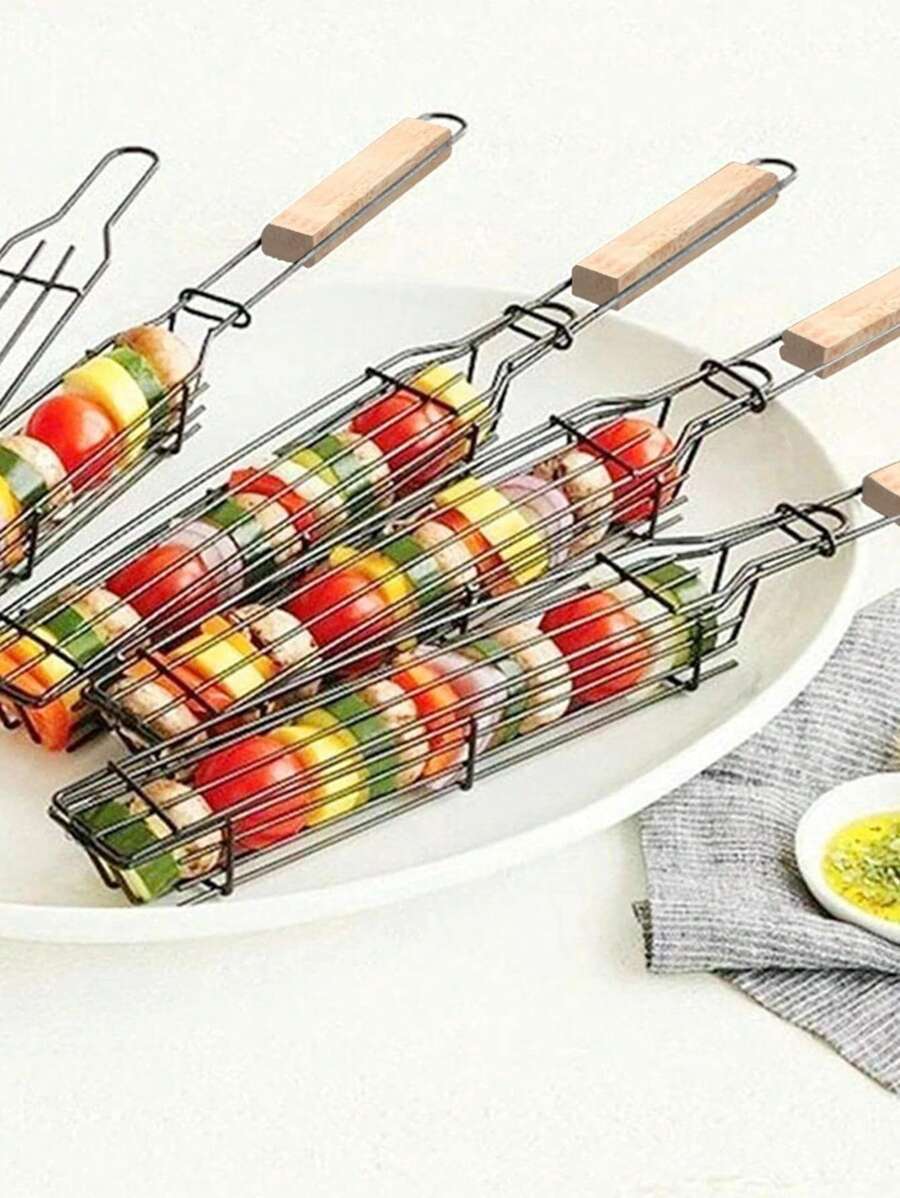 1 pieza Rejilla de acero inoxidable para barbacoa para campamento al aire libre - Negro - Ver 1