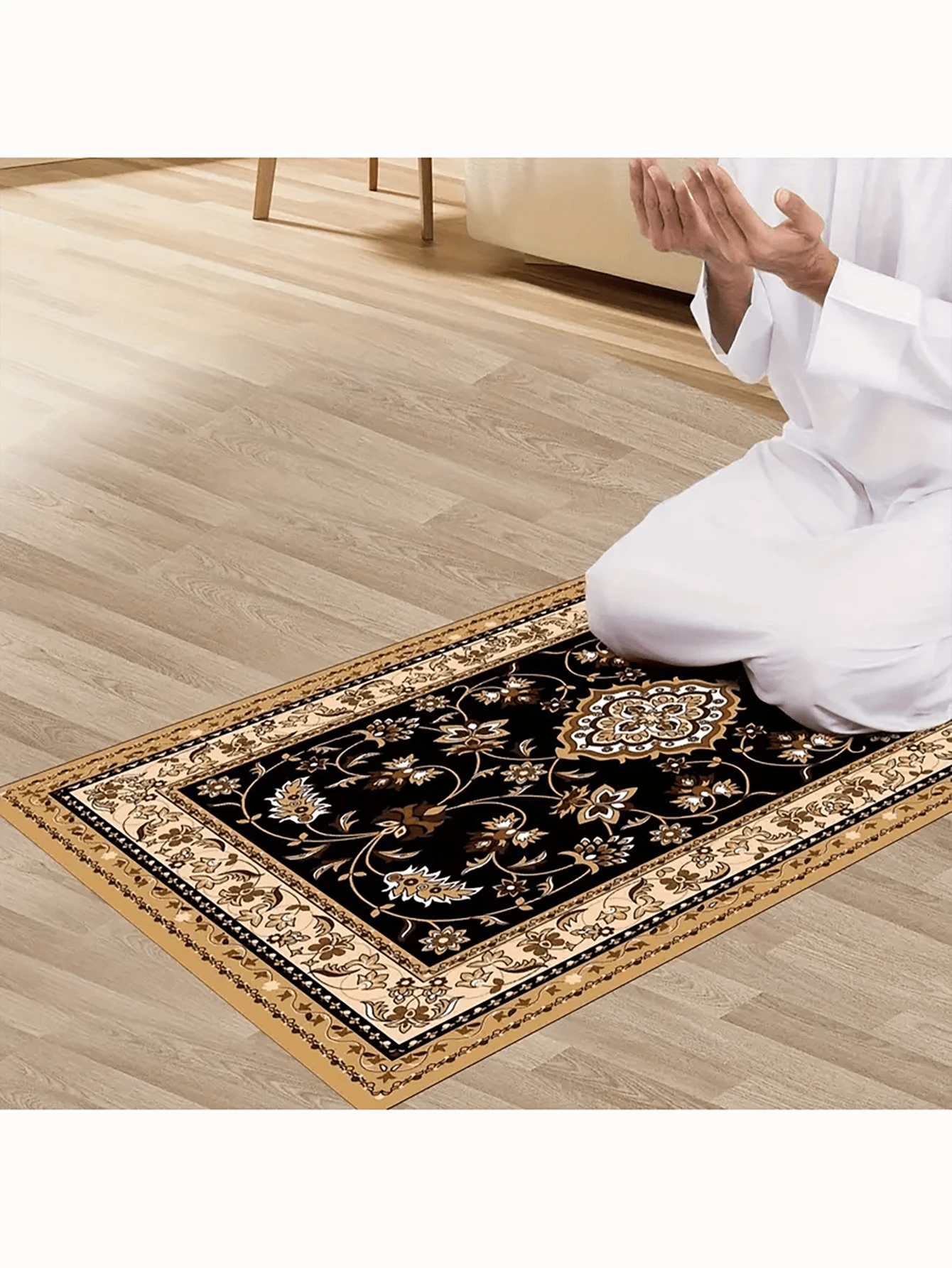 1pc Rectangular Crystal Velvet Carpet, Arabic , Indoor Decorative Rug, Multi-Size Multi-Purpose, Traditional Design, Suitable For Indoor Use