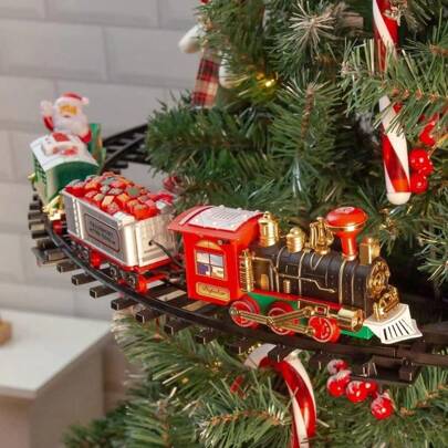 Christmas Train Set (Length: 35 Inches) For Hanging Around And Under The Tree Electric Train Set With Lights And Sounds New Year's Party Christmas Gifts