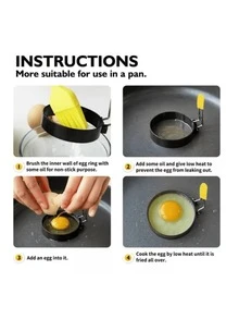 Set Aros Antiadherentes Para Huevo Acero Inoxidable 2 Piezas - Negro - Ver 2