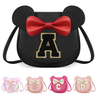 Toddler Purse Little Girl Purses For S 1 2 3 4 5 6 7 8 Year Old Birthday Gifts,Cute Bow Purses Crossbody Shoulder Bag,Personalized Initial Glitter Letter Coin Purse,Christmas Gifts