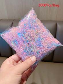 3000片/瓶混色兒童可愛卡通彈性髮帶，寶貝女孩可愛的髮圈橡皮筋，兒童髮飾套裝 - 彩色 - 查看 25
