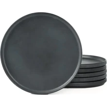 Richmount 6 Piece 10 Inches Plate Set, Dinner Plates For 6, Scratch Resistant, Stoneware Dinnerware, Kitchen Modern Rustic Serving Dishes - Matte Black - View 1