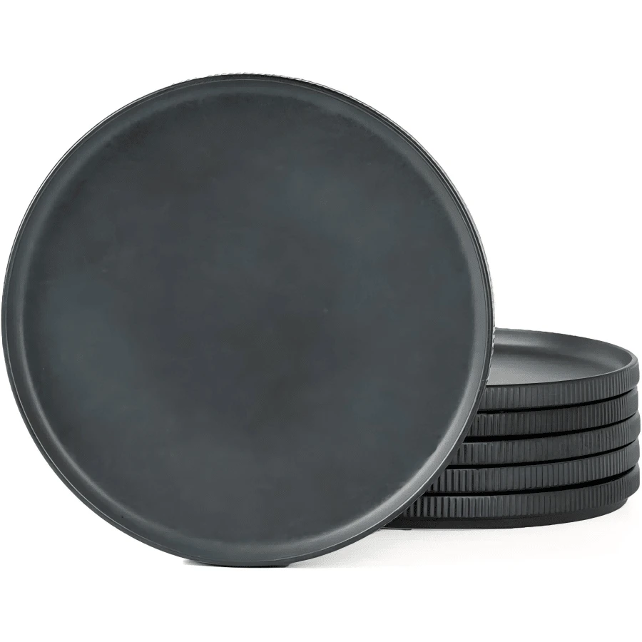 Richmount 6 Piece 10 Inches Plate Set, Dinner Plates For 6, Scratch Resistant, Stoneware Dinnerware, Kitchen Modern Rustic Serving Dishes - Matte Black - View 1