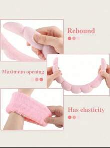 Set 3 buah Bando Mandi Polos & Gelang Tangan Mandi Dekorasi Kamar Mandi Rumah Dekorasi Musim Gugur Kembali ke Sekolah - Berwarna merah muda - View 4