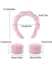 Set 3 buah Bando Mandi Polos & Gelang Tangan Mandi Dekorasi Kamar Mandi Rumah Dekorasi Musim Gugur Kembali ke Sekolah - Berwarna merah muda - View 3