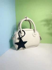 Portachiavi minimale e alla moda in colore tinta unita con motivo a pentagramma in PU, adatto per zaino, borsa a spalla, borsa shopping, chiavi auto, per studenti, ufficio, appuntamenti, vacanze, viaggi, come regalo per la fidanzata, mamma, compleanno bambini - Multicolore - Visualizzare 10