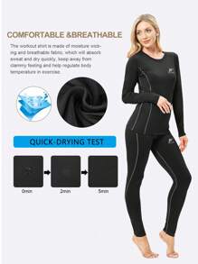 Set termico da donna da indossare sotto gli abiti per attività all'aperto in inverno, adatto per sci, caccia, ciclismo, corsa, campeggio, come strato base