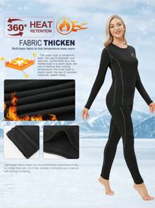 Set termico da donna da indossare sotto gli abiti per attività all'aperto in inverno, adatto per sci, caccia, ciclismo, corsa, campeggio, come strato base
