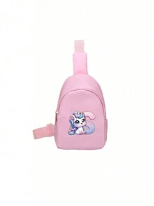 1入組男女兒童尼龍拉鍊式時尚字母胸包，全能休閒包適用於日常使用 - 粉色 - 查看 33