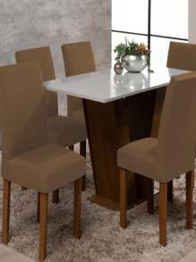 Kit Of 8 Chair Covers In Plain And Printed Fabric, Various Colors - 米色 - 查看 2
