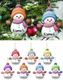 Personalized 2D Acrylic Christmas Snowman Tree Ornaments, Custom Ornaments With Names ,Customized Xmas Decorations Ornament Gifts, Customized 7 Colors Snowman Xmas Tree Hanging Tags With Family Name,Personalized Gifts, Christmas Gifts,Personalized Christmas Ornaments,