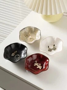 1pc Elegant Ceramic Lotus Leaf Jewelry Display Tray For Rings, Keys, And Small Accessories, Perfect Birthday Gift, Thoughtful New Year Gift, Celebrate Friendship & Love, Ideal For Bathroom Tray, Stylish Desktop Storage, Chic Home Decor, Perfect For Back To School Season And Holiday Gifting - Multicolor - View 2