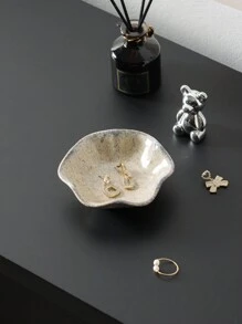 1pc Elegant Ceramic Lotus Leaf Jewelry Display Tray For Rings, Keys, And Small Accessories, Perfect Birthday Gift, Thoughtful New Year Gift, Celebrate Friendship & Love, Ideal For Bathroom Tray, Stylish Desktop Storage, Chic Home Decor, Perfect For Back To School Season And Holiday Gifting - Multicolor - View 7