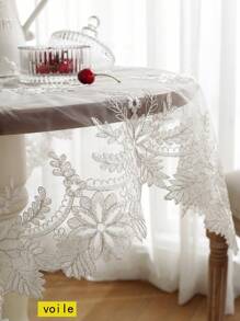 1pc Fashionable Mesh Fabric Elegant Embroidered Tabletop Runner, Suitable For Kitchen, Dining Table, Cabinet, Indoor/Outdoor Decoration, Holiday Party, Wedding, Birthday, Various Sizes Available - White - View 11