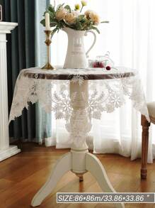 1pc Fashionable Mesh Fabric Elegant Embroidered Tabletop Runner, Suitable For Kitchen, Dining Table, Cabinet, Indoor/Outdoor Decoration, Holiday Party, Wedding, Birthday, Various Sizes Available - White - View 5