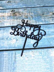1/10/20/30/40/50/60件生日蛋糕裝飾品，生日蛋糕裝飾，返校派對用品，現代字母圖形蛋糕插牌，適用於婚禮、沙烏地阿拉伯國慶日、生日主題派對 - 黑色 - 查看 6