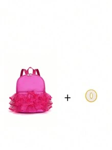 1pc Girls Nylon Zipper Closure, Stylish Sweet A Letter Sticker Fashion Lace Dance Bag, Dance Ballet Bag, Practice Double Shoulder Latin School Bag Backpack, Suitable For Daily School, Outing Use, Comfortable And Adjustable Shoulder Straps, A Perfect Gift For Friends (Zipper Random) (DIY Alphabet Stickers)