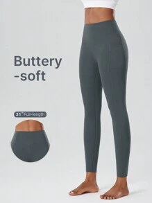 ROYALS MATTINI Women's Sports Leggings, Black Yoga Pants With Pockets, Solid Color Spring/Summer Yoga Tights For Indoor Fitness, Outdoor Running Cycling, High Waist Slimming Tummy Control Squat-Proof Yoga Leggings, Dance Training Bottoms