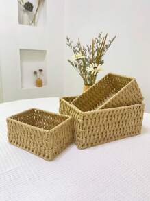 Cestino intrecciato da cucina, cestino intrecciato in corda di carta non foderato, adatto per soggiorno, camera da letto, contenitore giocattoli per bambini, cestino da tavolo, cucina, accessori da cucina, utensili da cucina, organizer da cucina, organizer per il trucco, articoli da matrimonio, decorazioni floreali, accessori per la casa, tavolo, decorazioni per la casa, organizzazione e stoccaggio per la casa, decorazione per la stanza, decorazione camera da letto, cestini intrecciati boho geometrici, portavasi in legno e rattan, supporti per piante naturali misti in corda per spazi esterni con atmosfera costiera