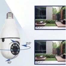 Kit Câmera wifi ip sem fio giratória 360 com encaixe lampada bocal rosca yoosee ptz full HD visão noturna segurança - bivolt - Branco - Visão 3