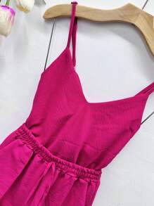 Women's Blouse Sleeve Shorts Set - Hot Pink - View 3
