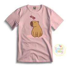 Children's Youth / Unisex Capybara Zen Heart Personalized T-Shirt - Màu Hồng baby - Xem 1