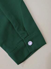 男童及儿童经典学院风绿色口袋长袖衬衫，正式着装，适合休闲聚会、花童及各种正式场合。 - 綠色 - 查看 5