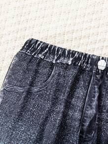 3件套少女蝴蝶印花修身裤