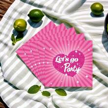 20pcs Pink Princess Heart Party Disposable Napkins - Perfect Choice For Valentine's Day, Weddings And Parties - Ideal For Home, Restaurant And Hotel Decor - Multicolor - View 3