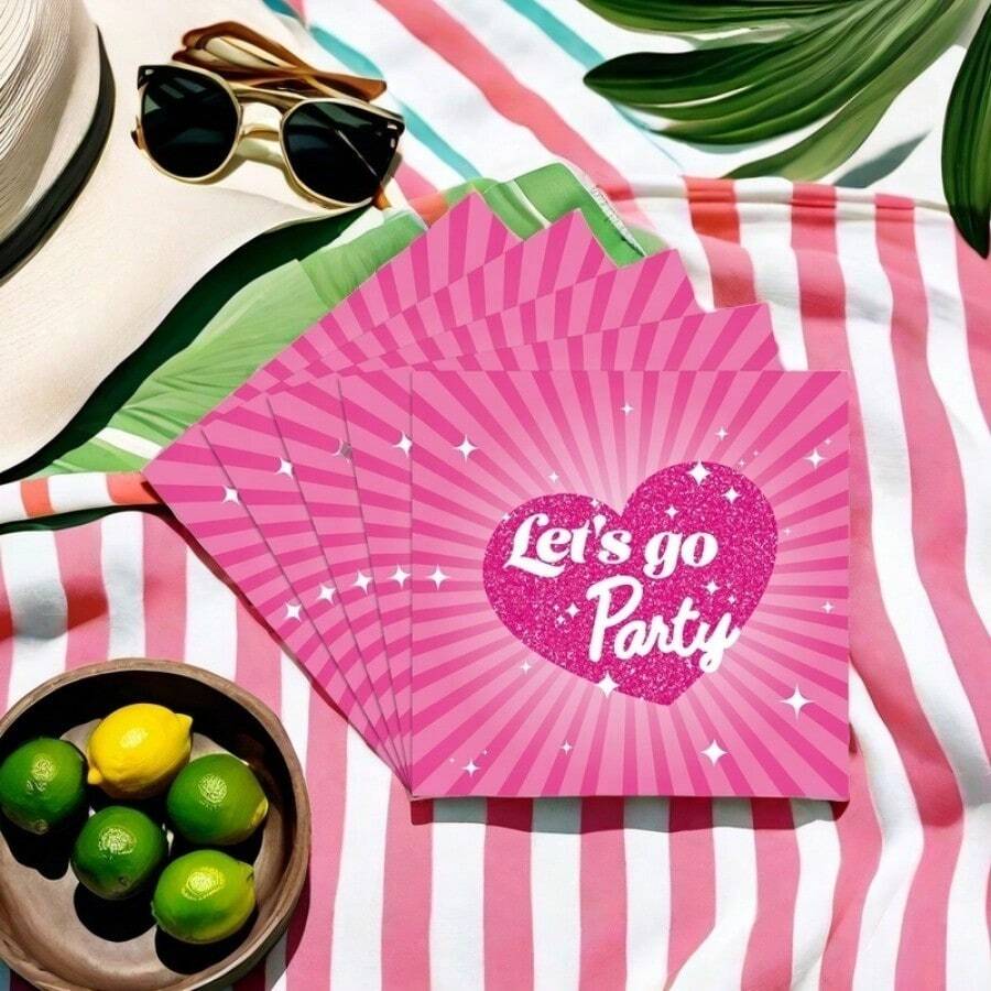 20pcs Pink Princess Heart Party Disposable Napkins - Perfect Choice For Valentine's Day, Weddings And Parties - Ideal For Home, Restaurant And Hotel Decor - Multicolor - View 1