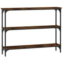 Smoked Oak Console Table 100x22.5x75 Cm Modern Engineered Wood Entryway Furniture - Brown - View 2