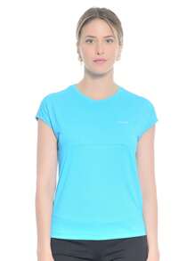WOMEN'S FITNESS DRY FIT POLYAMIDE T-SHIRT - 藍色 - 查看 2