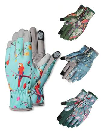 1 双带握把的女士园艺手套 - 防刺、兼容触摸屏、防滑工作手套，适合修剪、种植、除草和挖掘，透气且灵活 - 送给园丁的完美礼物