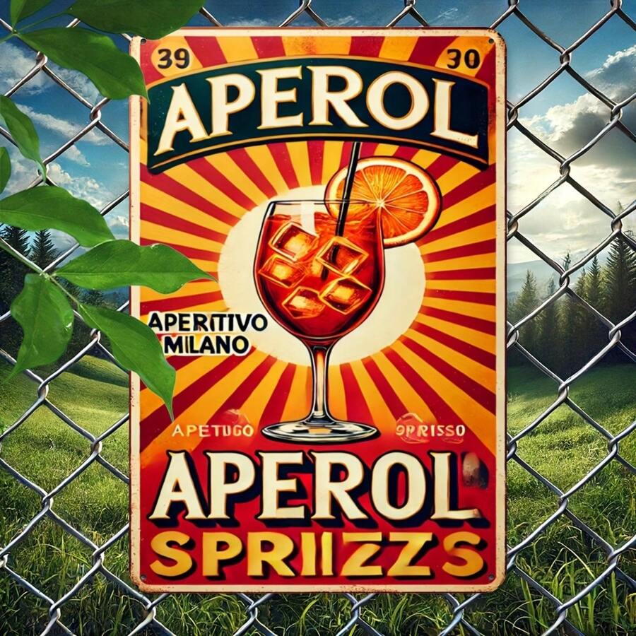 Vintage Aperol Sprizz Metal Tin Sign (20.32cm X 30.48cm) - Italian Aperitif Wall Art For Cafe, Kitchen, Bar, Home Decor - Retro Iron Plaque, Engraved Cocktail Poster, Ideal For Indoor Wall Inspiration And Gifts