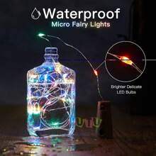 12 Piezas TapóN De Botella De Vino Con Luces LED, Luces De BateríA Para TapóN De Botella, Luces De Botellas De Vino Con Corcho 3M/12 LED, Mini Cadena De Hadas En Alambre De Cobre Con BateríA, Para Botellas De Licor, Manualidades, Fiestas, Bodas, DecoracióN Del DíA De San ValentíN, DíA De AccióN De Gracias, Regalo De Navidad, Adecuado Para Fiestas, Bodas, Halloween, DecoracióN De Bar, Apto Para Fiestas Diy, Bares, Navidad, Bodas, Decoraciones De CumpleañOs - Luz CáLida, Luces De Colores, Luz Blanca FríA - Multicolor - Ver 6
