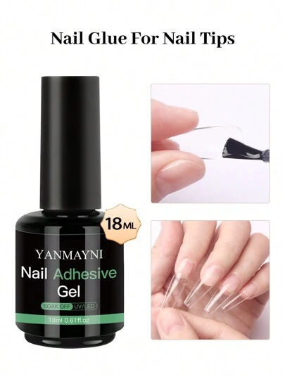 18毫升指甲胶/UV凝胶指甲贴片粘合剂 - 采用ABS树脂制成，确保多用途粘合强度，指甲贴片精准粘合，可靠修复，持久保持指甲美观。适用于专业美甲师和个人美甲工作室，确保指甲贴片牢固粘合，有效修复指甲。适用于专业美甲师和个人美甲工作室。