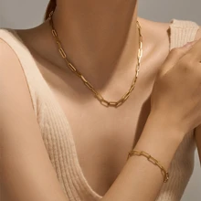 Stainless Steel Waterproof & Fade-Resistant Simple Gold Cross Chain Necklace And Bracelet Set, Suitable For Women's Daily Wear