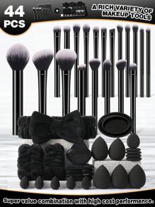 55/49/39/5/24/54PCS Makeup Tools Set Including:30PCS Makeup Brush Set+5PCS Makeup Sponges+5PCS Mini Makeup Sponges+5PCS Triangle Powder Puffs+5PCS Mini Air Cushion Powder Puffs+1pc Hairband+2PCS Hand Bowl Strap+1pc Makeup Brush Cleaning Tools - 彩色 - 查看 15