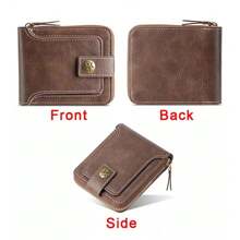 Mens Leather Zip Around RFID Blocking Wallet Credit Card Id Coin Holder Wallets - Brown - View 7