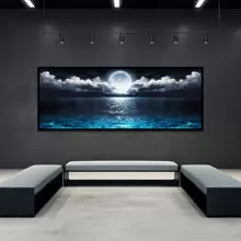 1 Pieza Póster de paisaje nocturno oceánico moderno sin marco, decoraciones Rama, arte de pared en lienzo impermeable, pintura artística para regalo, sala de estar, dormitorio, comedor, oficina, baño, cafetería, bar, decoración estética de pared, decoración del hogar y la residencia