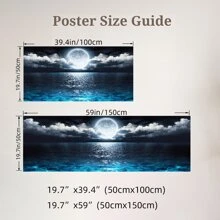 1 Pieza Póster de paisaje nocturno oceánico moderno sin marco, decoraciones Rama, arte de pared en lienzo impermeable, pintura artística para regalo, sala de estar, dormitorio, comedor, oficina, baño, cafetería, bar, decoración estética de pared, decoración del hogar y la residencia