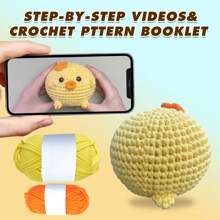 1 套卡通小鸡钩针编织套件，可爱动物钩针玩偶套装，带工具包和分步视频教程，手工动物钩针编织套件，可作为礼物，DIY 初学者礼品套件，钩针动物套件，成人针织入门包 - 彩色 - 查看 5