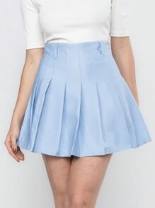 Pleated Skirt With Lining Shorts For Women In College Tailoring - Baby Blue - View 5