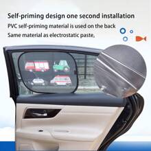 Portable bathtub 2 件汽车侧窗遮阳帘，提供全遮光和半遮光，可爱图案汽车窗帘，用于隔热、万圣节、感恩节和圣诞节礼物 - 彩色 - 查看 2